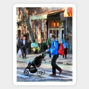 Manhattan NY - Daddy Pushing Stroller Greenwich Village Sticker